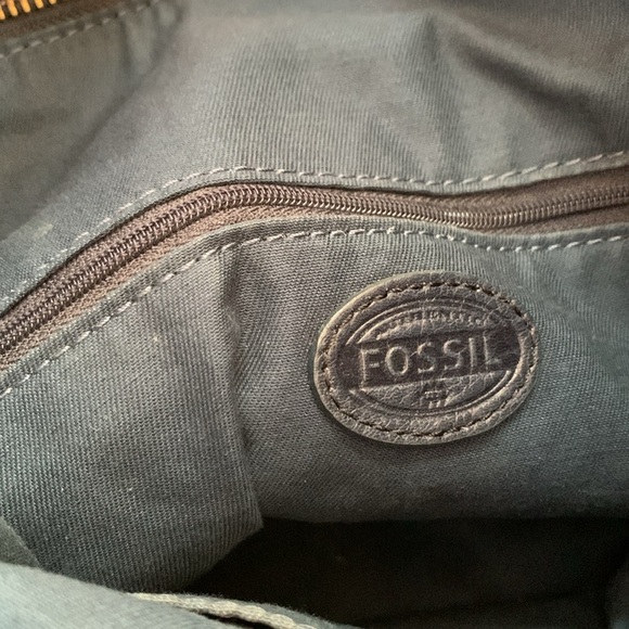 Fossil Emerson Satchel Purse Navy Blue Straw Leather Trim & Straps Crossbody Bag - Picture 10 of 14